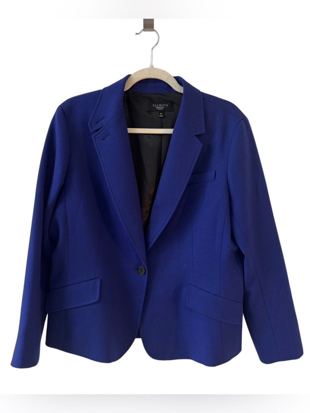 Talbots Petites Cobalt Blue Wool Blazer Jacket Size 16P Minimalist